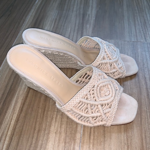 Veronica Beard Womens Ezrah Beige Macrame Espadrille Wedge Sandals Shoes 6.5 - Picture 4 of 8